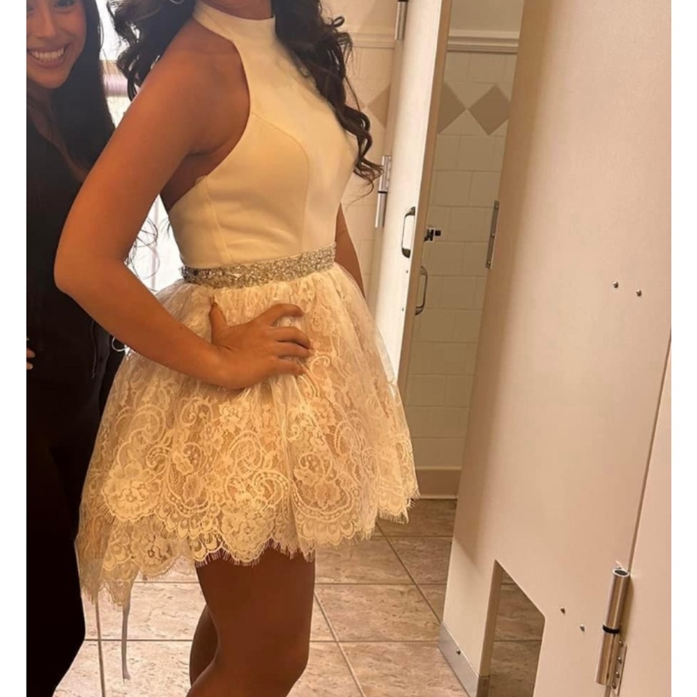 White lace Halter Dress